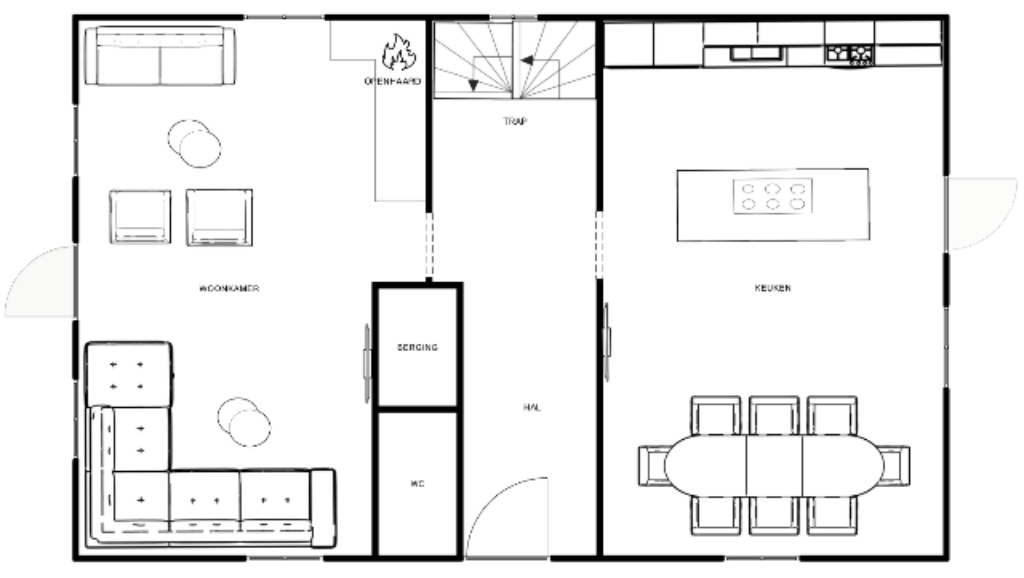 Plattegrond begane grond Chalet Hirschblick